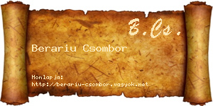 Berariu Csombor névjegykártya